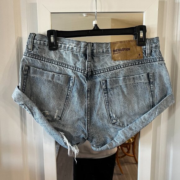 359 One Teaspoon Bandits Jean Shorts Size 28 Color Blue - Picture 6 of 6